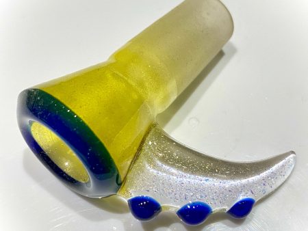 Chase Adams Custom Color Yellow and White Satin 4 Hole Slide with Dichro Flat Horn (18mm) Online Hot Sale