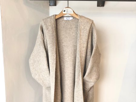 MIRACLE  KNIT HOOD CARDIGAN  MILK TEA Online Hot Sale