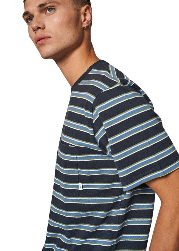 Troi Striped Tee - Navy on Sale