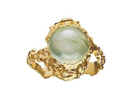 Goddess Ring Prehnite - Sterling Silver (925) Goldplated Hot on Sale