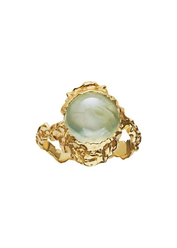 Goddess Ring Prehnite - Sterling Silver (925) Goldplated Hot on Sale