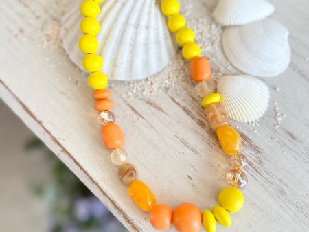 WOOD bees YELLOW necklace on Sale