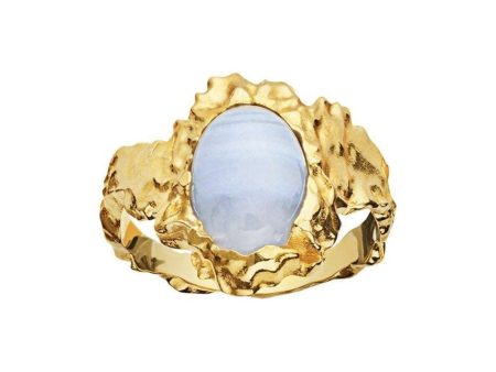 Goddess Ring Blue Lace Agate - Sterling Silver (925) Gold Pla Cheap