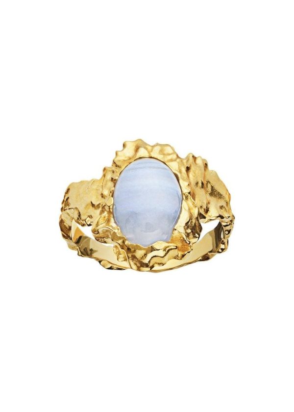 Goddess Ring Blue Lace Agate - Sterling Silver (925) Gold Pla Cheap