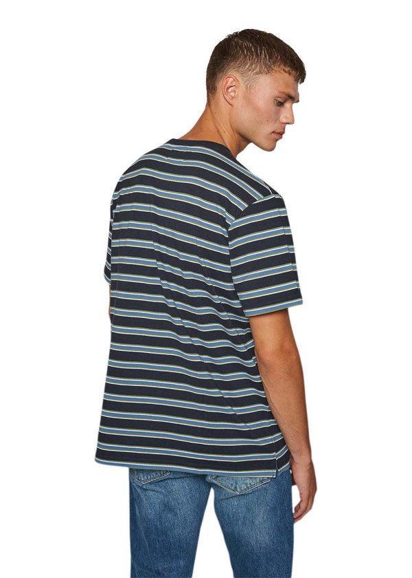 Troi Striped Tee - Navy on Sale