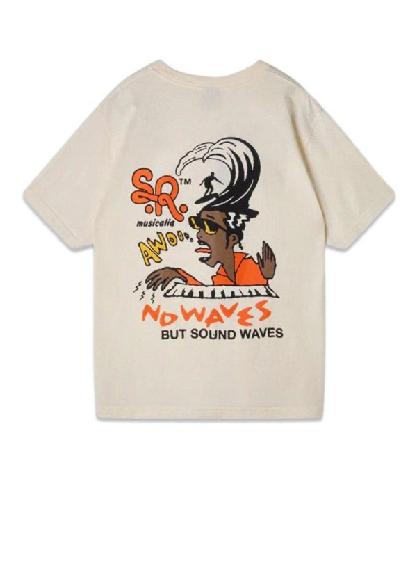 SOUND WAVES TEE - Natural Sale