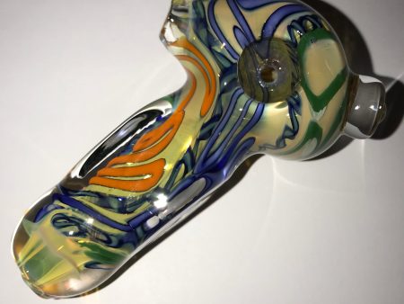 Heavy Fume Latticino Spoon For Sale