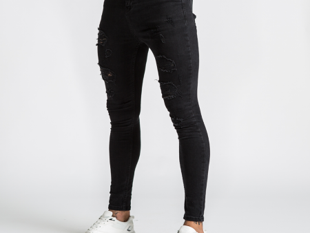 Luca Skinny Stretch Jeans - Distressed Jet Black Hot on Sale