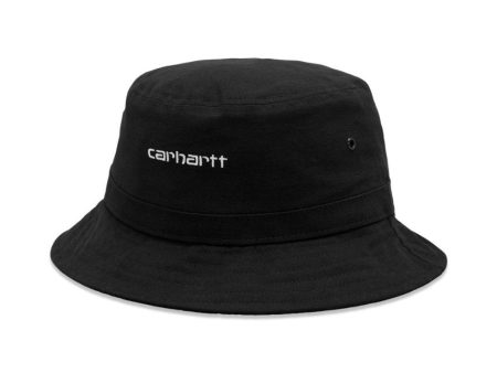 Script Bucket Hat - Black   White Fashion