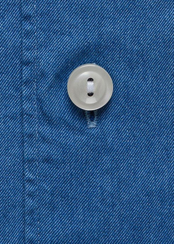 Slim - Mid Blue Lightweight Denim Shirt - Blue Discount