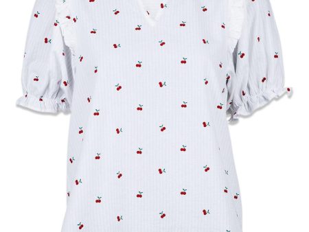 Rosalie Cherry Print Tee - White Fashion