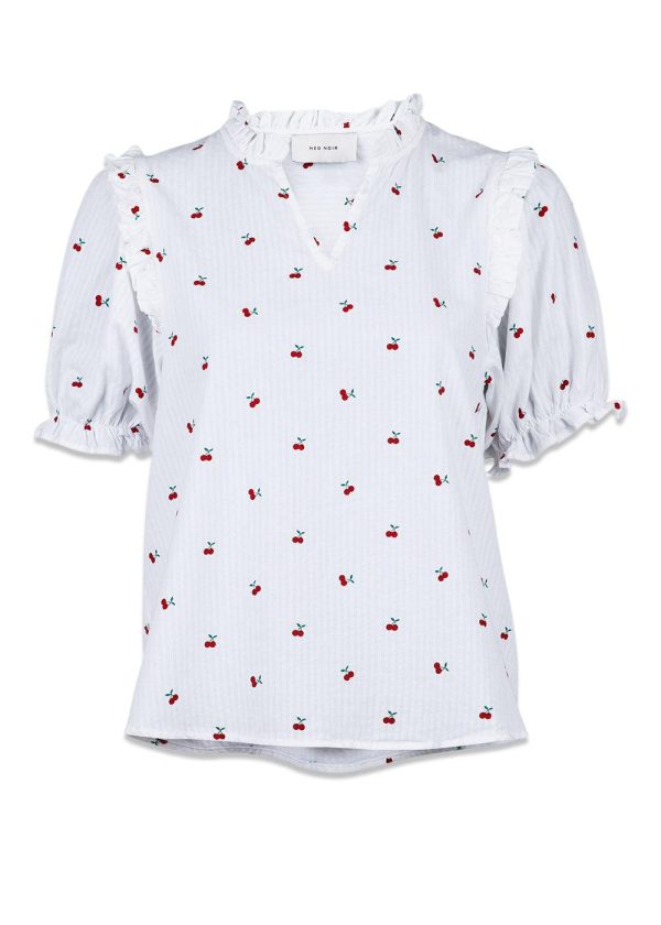 Rosalie Cherry Print Tee - White Fashion