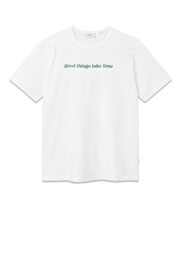 TIME T-SHIRT - White Dark Green Hot on Sale