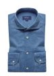 Slim - Mid Blue Lightweight Denim Shirt - Blue Discount