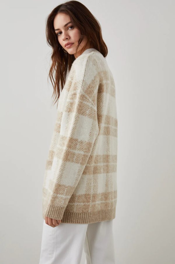 Runi Cardigan Ivory Sand Plaid 🤎 on Sale