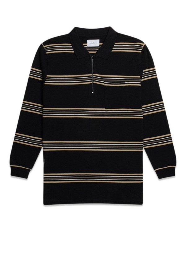 Stona Stripe Polo - Black Online Sale