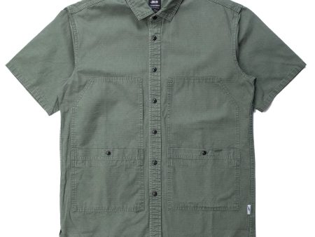 Ade Short Sleeve Button Up (Green) Discount