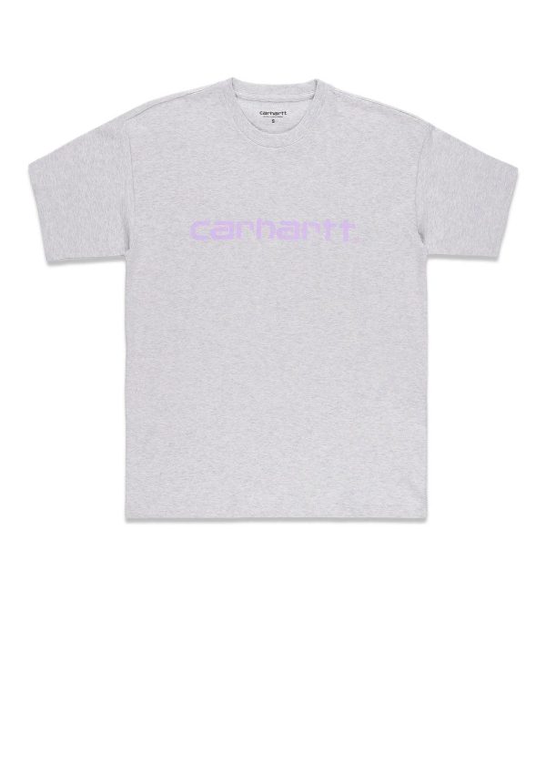 W  S S Script T-Shirt - Ash Heather   Soft Lavender Online Sale