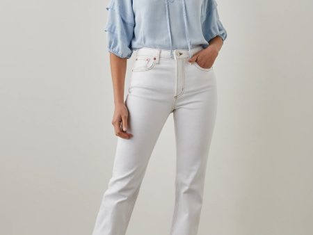 THE Sunset Slim FLARE White Contrast Stitch Discount