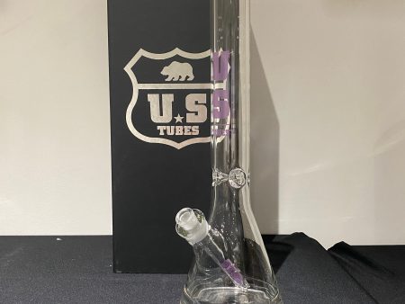 US Tubes 17 Inch Flagship Beaker 50 x 5mm with 19mm Joint and Display Box (Purple Block Decal) For Cheap