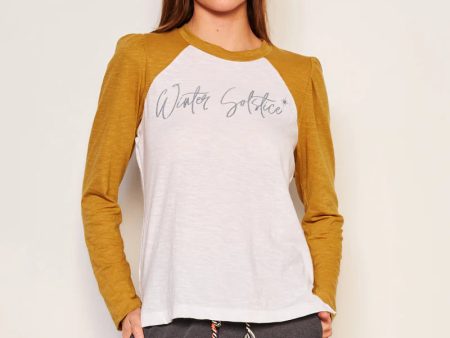 WOMEN S WINTER SOLSTICE LONG SLEEVE CONTRAST SLEEVE TEE IN OPTIC WHITE Sale