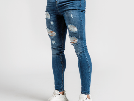 Luca Skinny Stretch - Distressed Dark Blue Sale