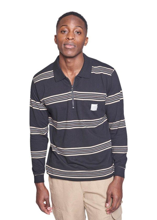 Stona Stripe Polo - Black Online Sale