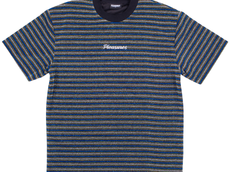 Pleasures Disturbed Glitter Stripe Shirt (Blue) Discount