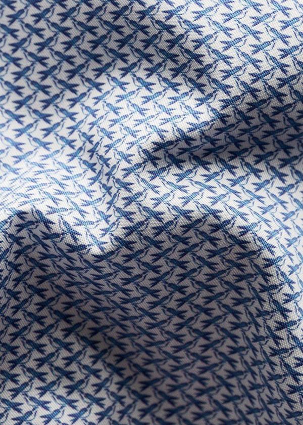 Slim - Bird Print Twill - Blue For Cheap